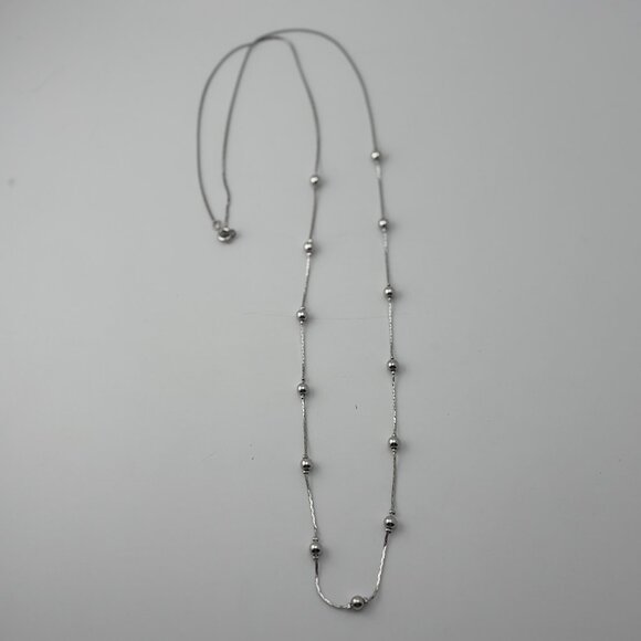 Silver Toned Ball Necklace - Picture 2 of 4